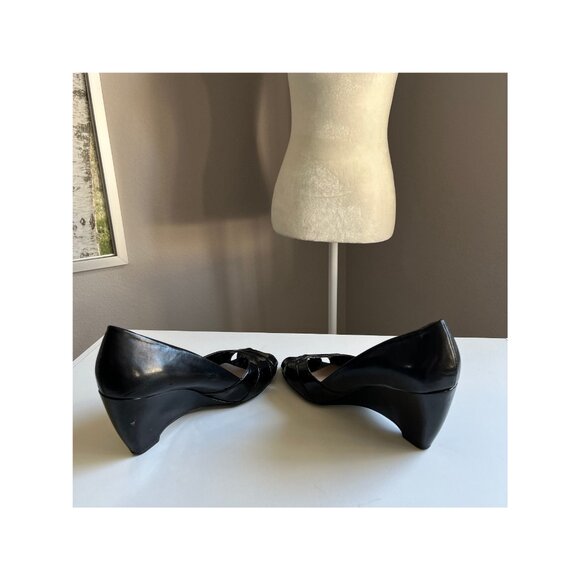 Franco Sarto Black Wedges 3 1/2 Inch Heels Womens Size 9 1/2 Wide - Picture 3 of 9